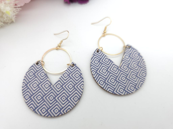 Preview: Große Holz Ohrringe Wood Muster